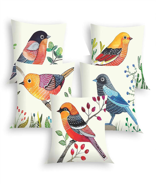 Cotton 250Tc Cushion Covers, 16X16 Inches, Set Of 5, Multicolor - Royal events&decors #
