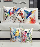 Premium Jute Digital Printed Cushion Pillow Cover, Set of 5 (16x16 Inch, Multi-Birds) - Royal events&decors #