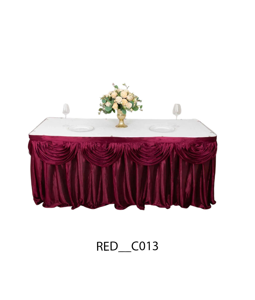 Satin Pleated Table Skirt for Events | Elegant Banquet & Wedding Table Cover