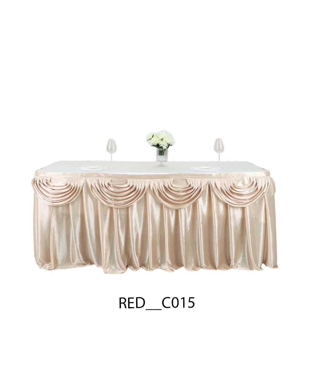 Satin Pleated Table Skirt for Events | Elegant Banquet & Wedding Table Cover