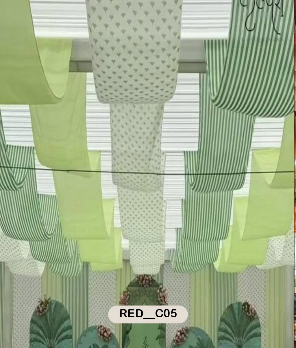 Pastel Green Ceiling Draping Fabric Combo-RED__C05