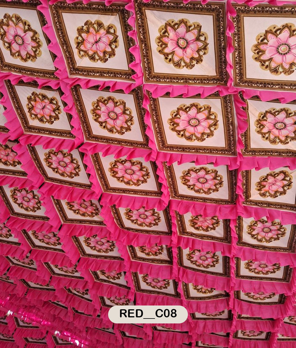 Pink Floral Ceiling Decoration Fabric-RED__C08