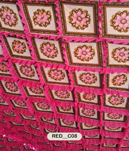 Pink Floral Ceiling Decoration Fabric-RED__C08