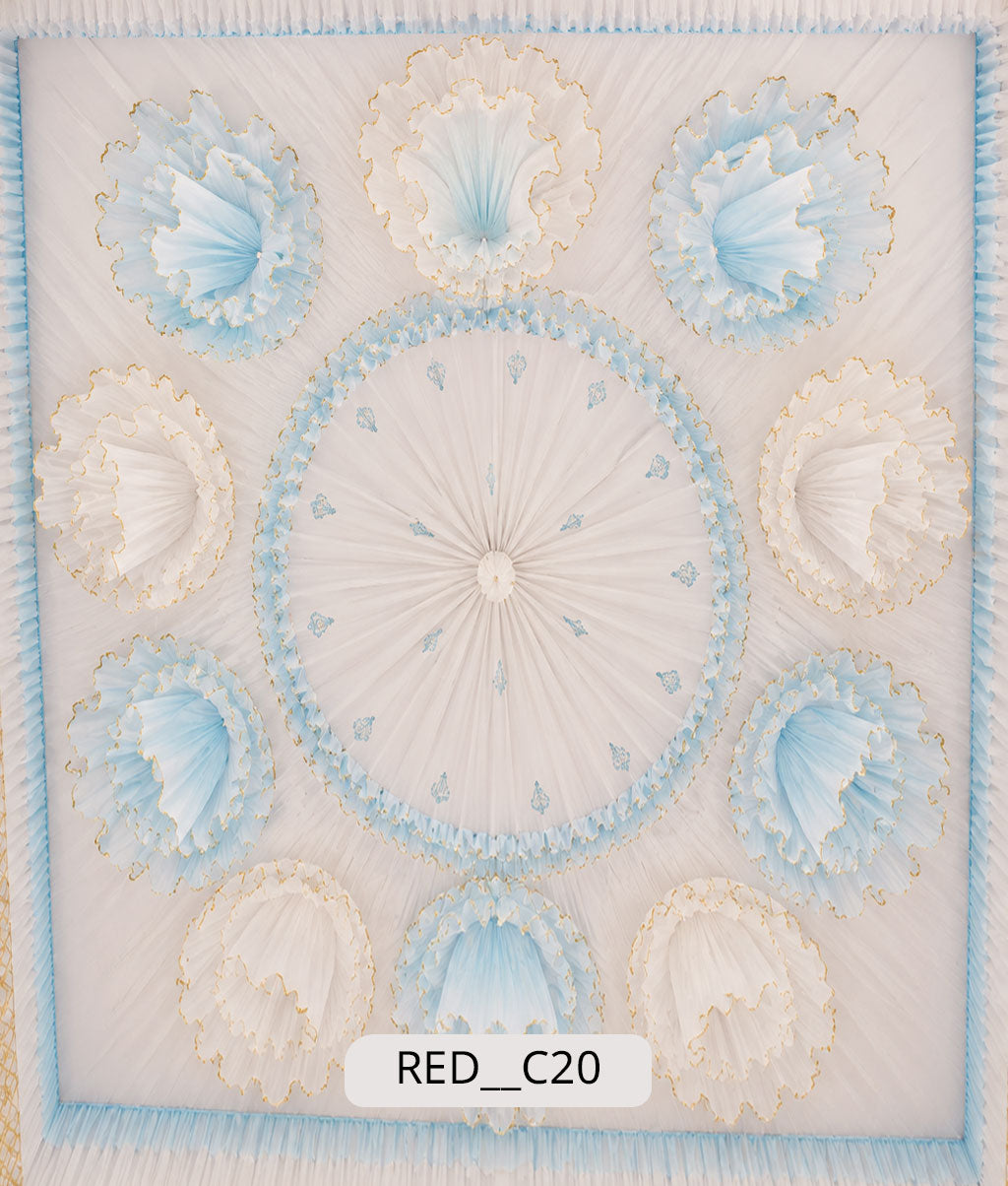 Powder Blue Ruffle Flower Ceiling Fabric (RED__C20)