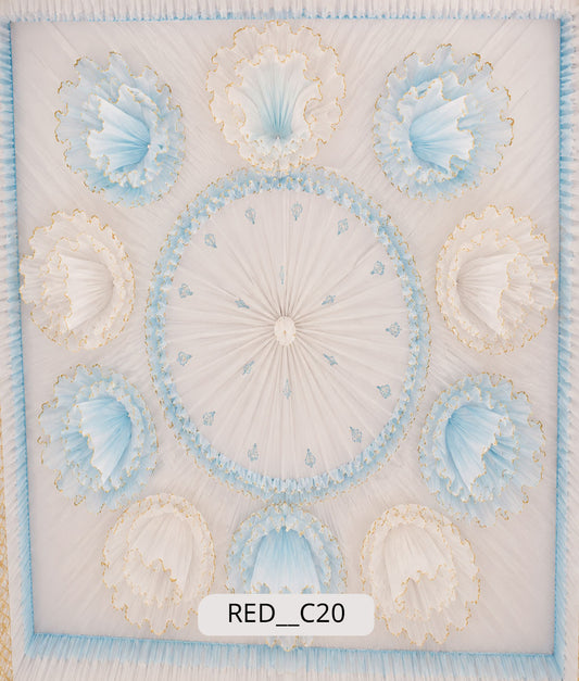Powder Blue Ruffle Flower Ceiling Fabric (RED__C20)
