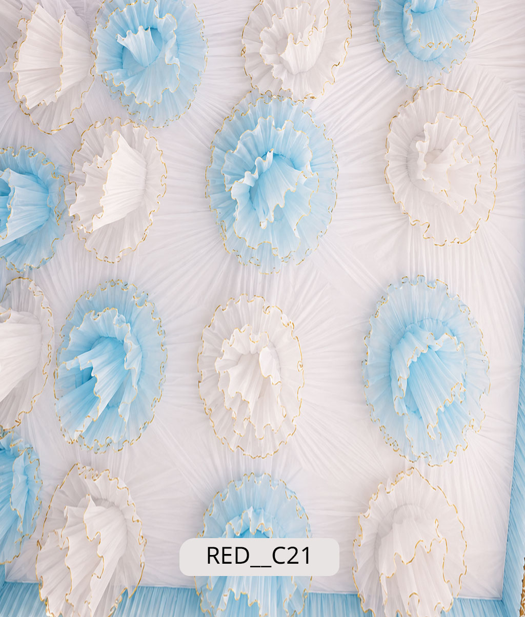 Fabric Rosette Ceiling / Fabric Flower Pattern (RED__C21)