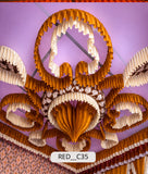 3D Ring Mandala with Hanging Lotus Drop Ceiling (RED__C35)