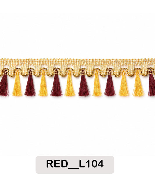 Royal Maroon & Gold Tassel Lace Trim (RED__L104)