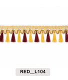 Royal Maroon & Gold Tassel Lace Trim (RED__L104)
