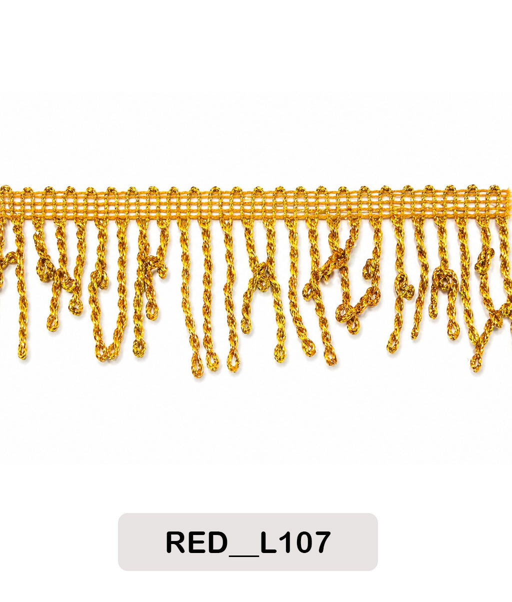 Golden Twisted Tassel Fringe Lace Trim (Code: L107)