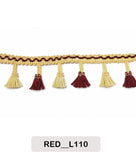 Classic Maroon & Gold Tassel Lace Trim (RED__L110)