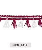 Elegant Maroon & White Tassel Lace Trim (RED__L112)