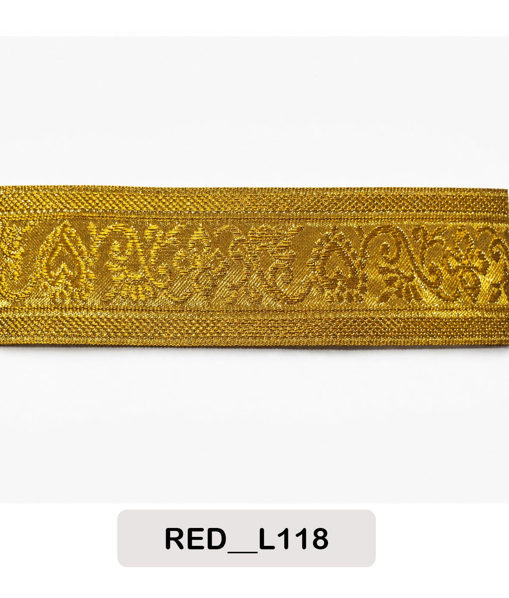 Golden Floral Brocade Lace Trim (Code: L118) 