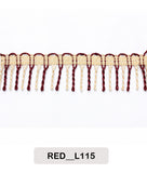 Cream & Maroon Loop Fringe Lace Trim (Code: L115)