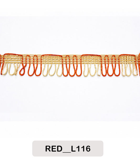 Gold & Orange Loop Fringe Lace Trim (Code: L116)