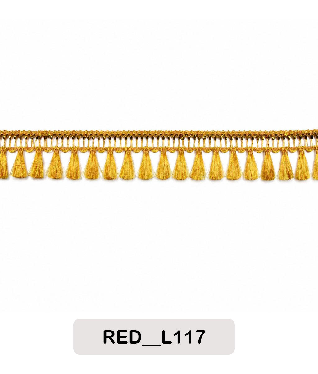 Premium Gold Mini Tassel Lace Trim (RED__L117)