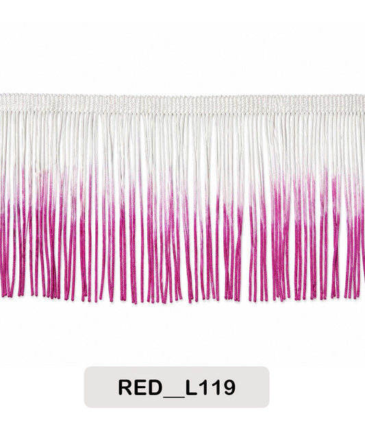 Stylish White & Pink Ombre Fringe Lace Trim (RED__L119)