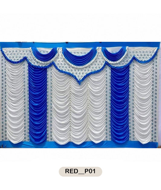 Royal Blue & Silver Scalloped Draping Curtain-RED__P01