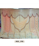 Champagne Sequin & Maroon Scalloped Luxe Curtain-RED__P09