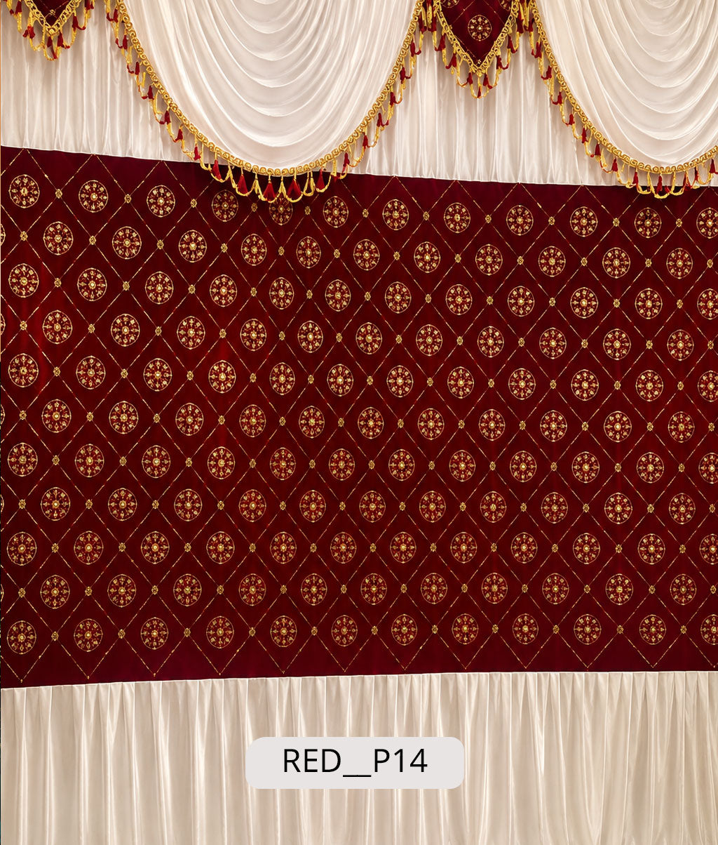 Maroon Velvet Royal Embroidered Curtain (RED__P14)
