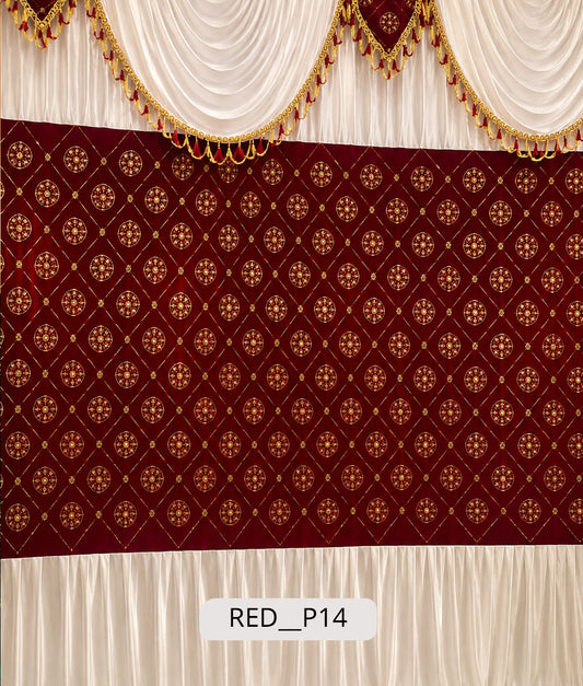 Maroon Velvet Royal Embroidered Curtain (RED__P14)