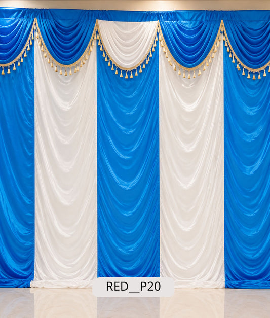 Classic Blue & White Royal Decorative Stage Curtain 