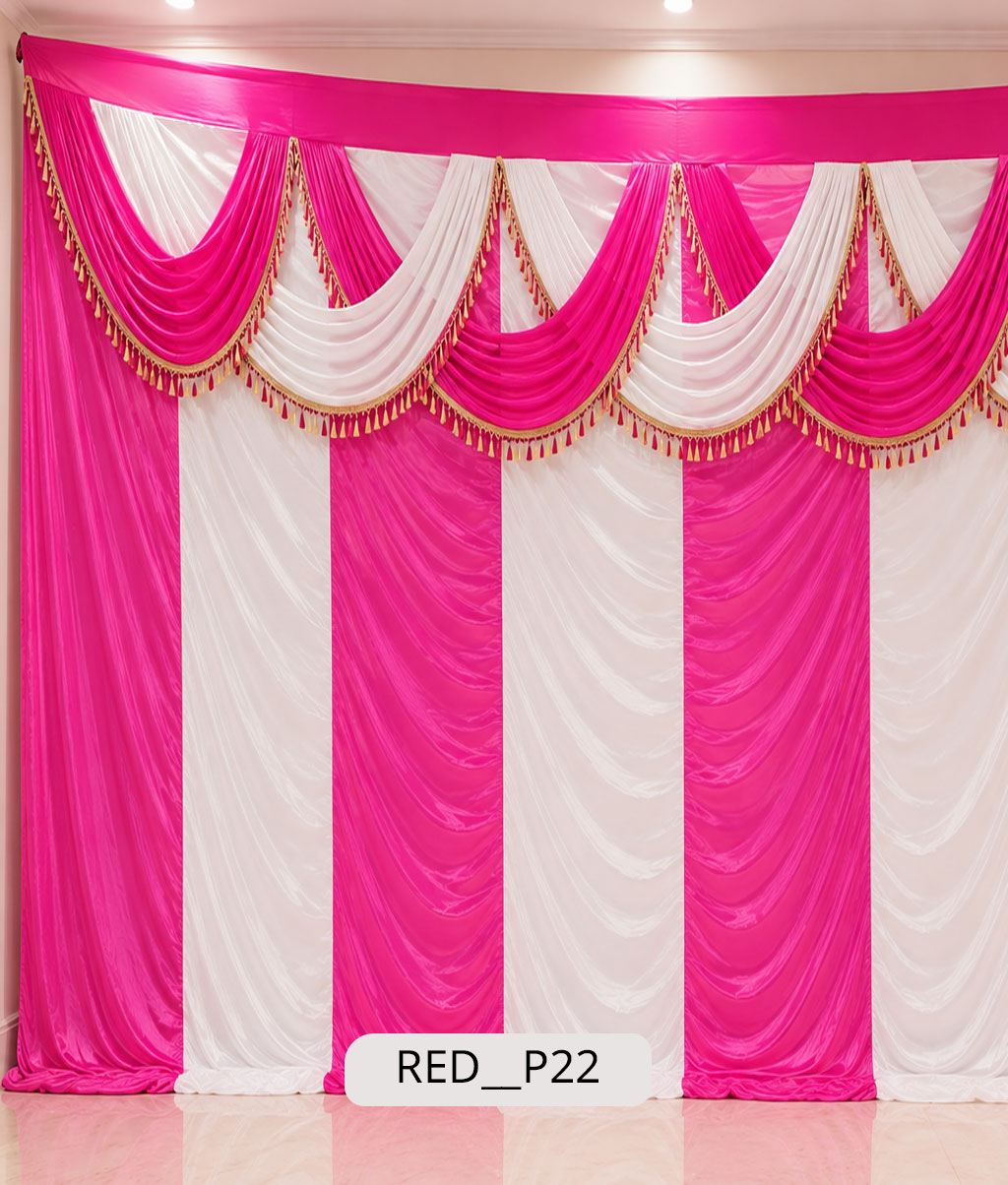 Rani Pink & White Layered Festive Stage Curtain (