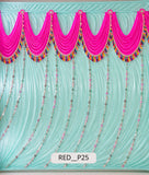 Mint Aqua & Neon Pink Festive Tassel Stage Curtain