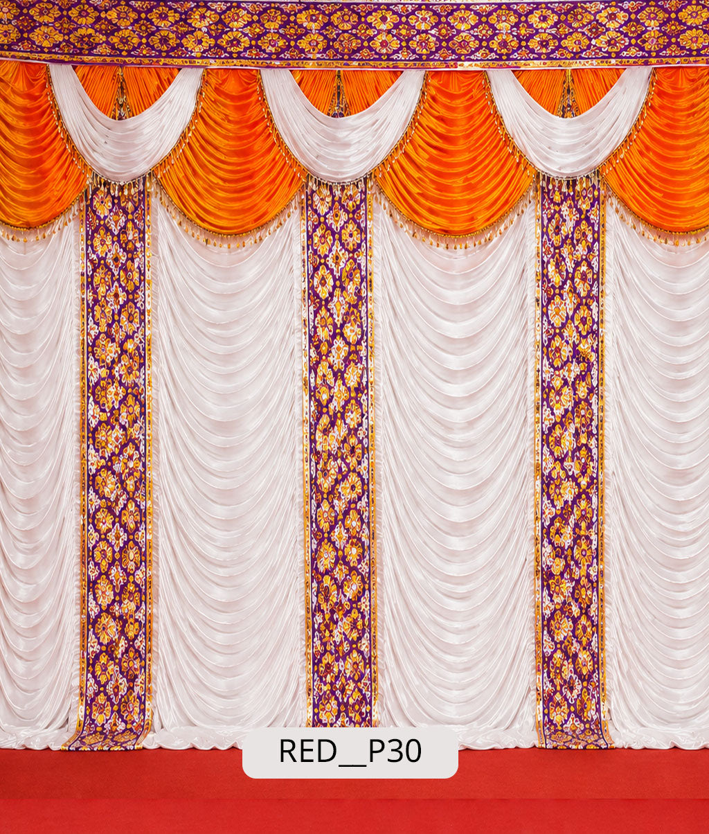 Vibrant Patola Print & Orange Royal Fusion Stage Curtain