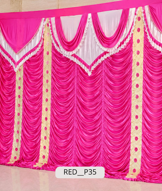 Majestic Rani Pink & Cream Crushed Satin Stage Curtain (RED__P35)