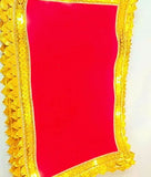 Premium Plain Red Mata Chunri with Heavy Golden Lace Border