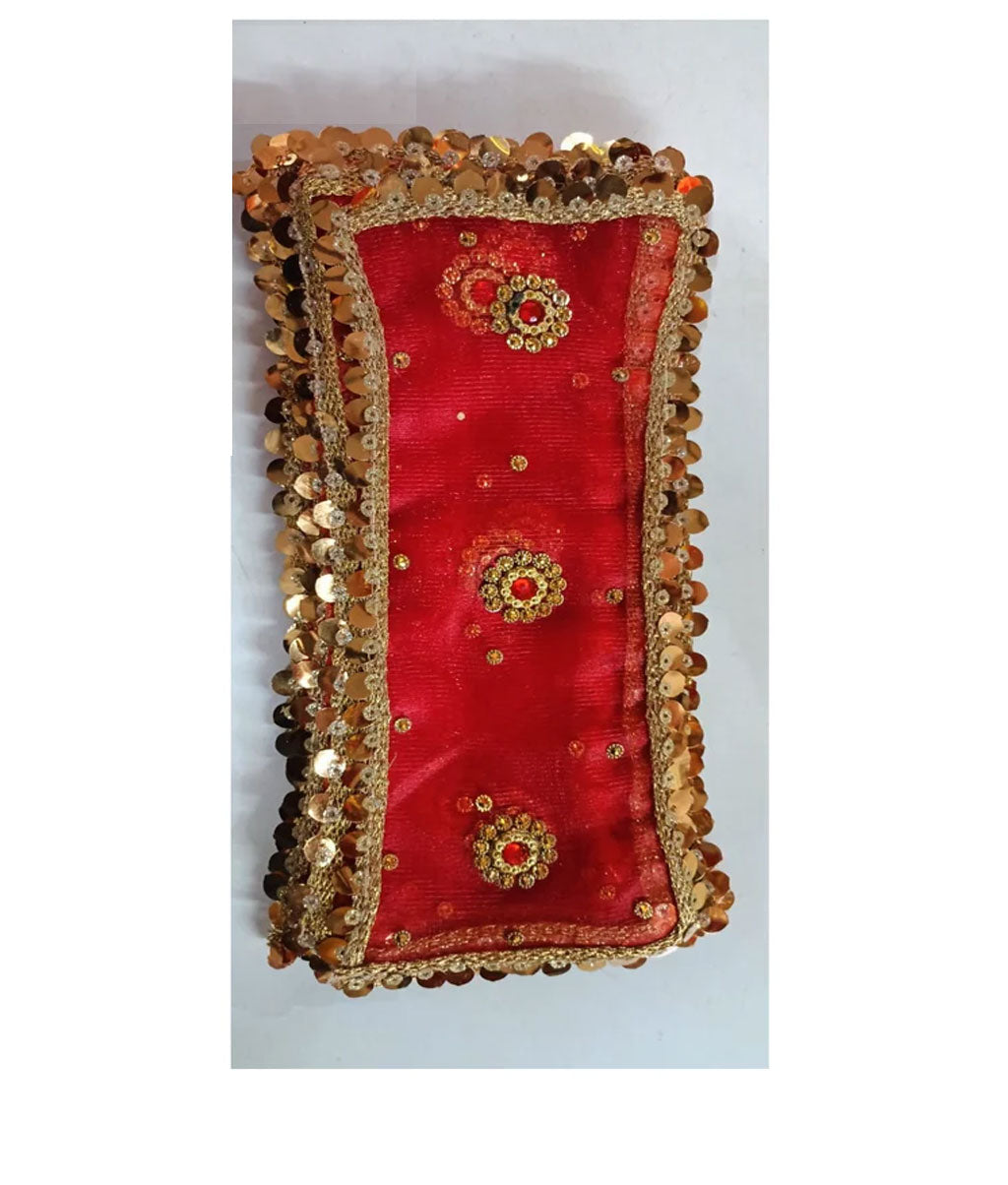 Premium Red Mata Chunri with Sequin Border & Stone Work