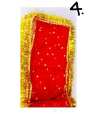 Red Butti Mata Chunri with Golden Fringe
