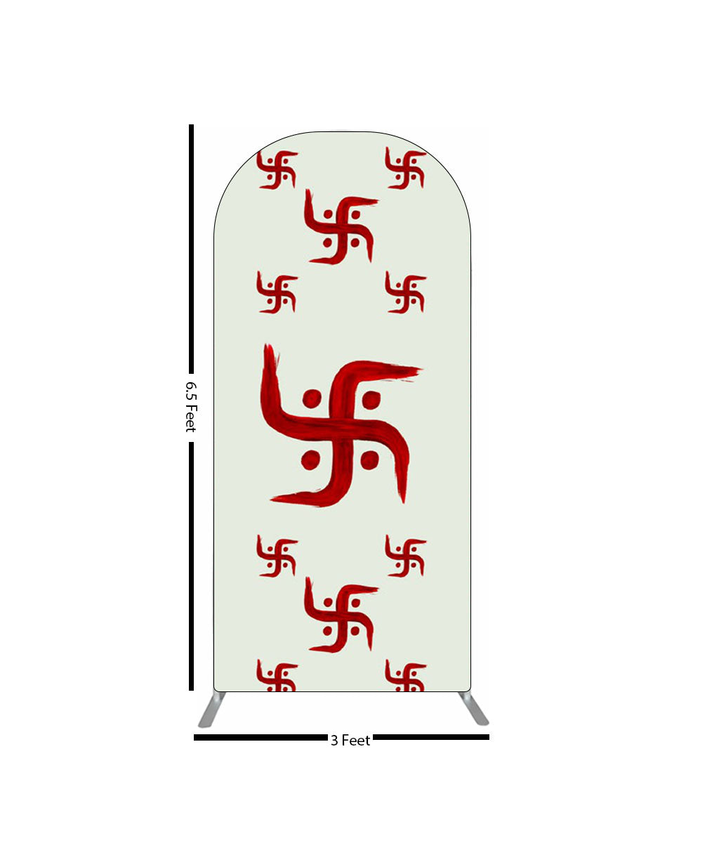 Temple Entry Decor Panel with Swastik Print